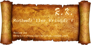 Rothmüller Kristóf névjegykártya